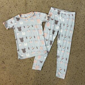 KicKee Kids Blue & Pink Laundry 2 Piece Pajama Set Girls Size 6